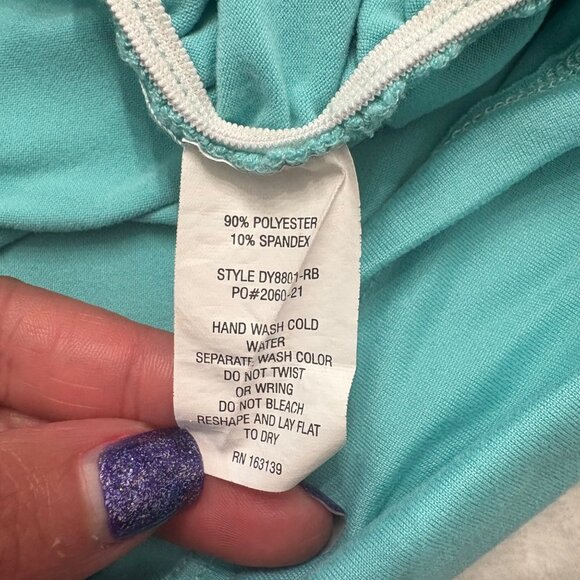 Turquoise Cutout Back Ruched Bodycon Dress Short Sleeve Stretch SizeM Popular 21 - Picture 6 of 11